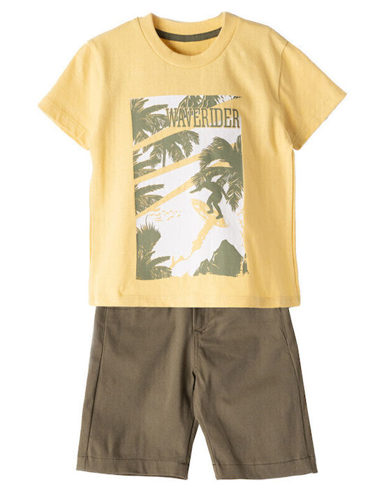 Hashtag Kids' Set with Shorts Summer 2pcs Khaki