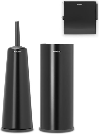 Brabantia Brabantia Metal Bathroom Accessory Set Black 3 Pieces