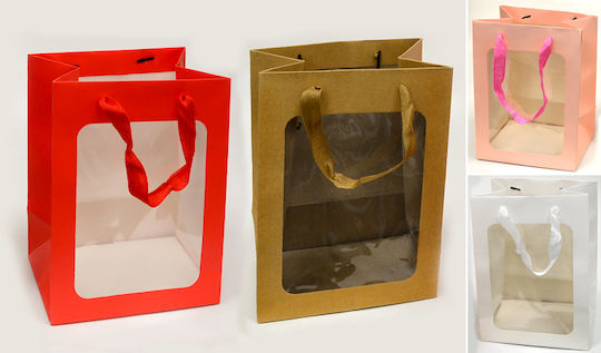 Mittel Papier Tasche für Geschenke Rosa 20x16x30cm. 12Stück