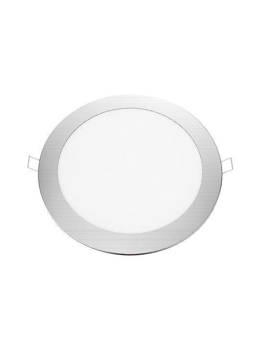 Aca Round Metallic Recessed Spot with Built-in LED and Natural White Light Silver 22x22cm