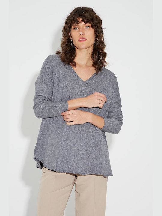 Bill Cost Women's Sweater with V Neckline Gray