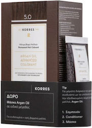 Korres Arganöl Advanced Colorant 5.0 Chestnut Light & Gift Arganöl Maske für nach dem Färben in Sondergröße, 40ml