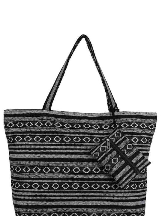 Aquablue Stoff Strandtasche mit Ethnic Muster Blau