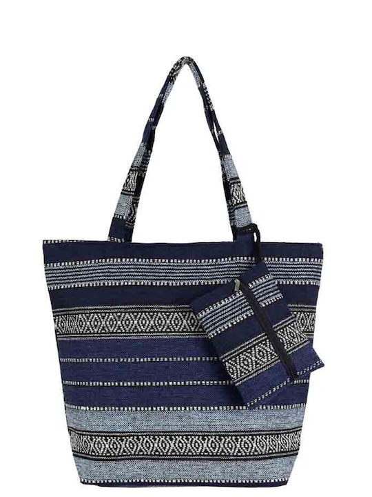 Aquablue Текстилна Плажна чанта с етнически дизайн Син