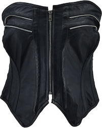 Leather 100 Leather Damenbluse Code: 37-w-corser-zip (schwarz)