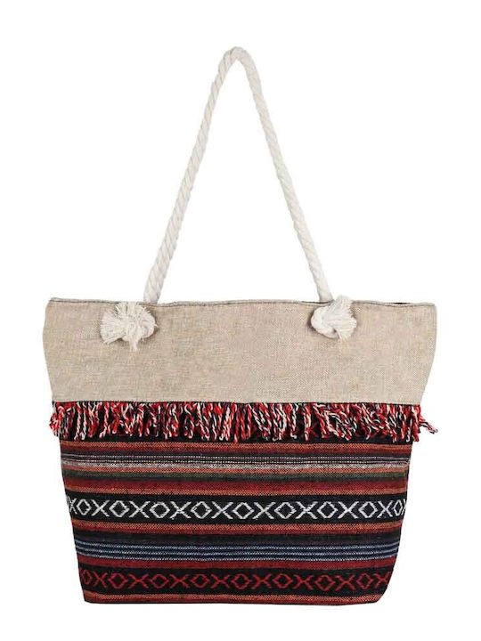 Aquablue Stoff Strandtasche mit Ethnic Muster