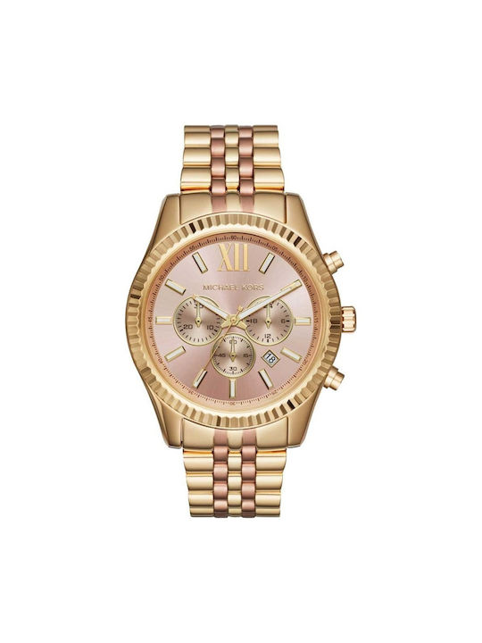 Michael Kors Lexington Watch Chronograph with Pink Gold Metal Bracelet