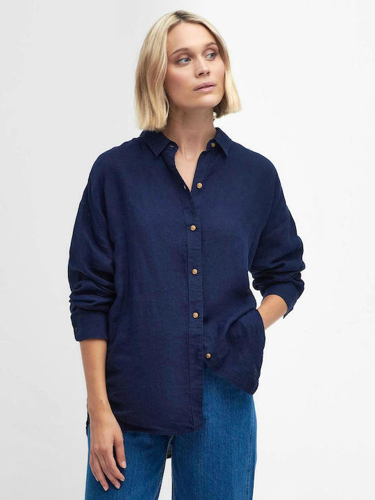 Barbour Langärmelig Damen Leinen Hemd Blue