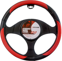 4cars Steering Wheel Cover - Ø 37-39 Cm- Black/red
