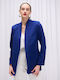 Fibes Fashion Kragenloser Blazer Königsblau