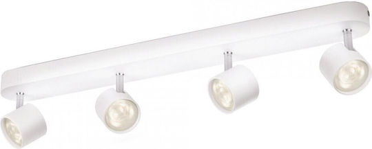 Philips LED Θερμό Λευκό Σποτ με 4 Φώτα σε Λευκό Χρώμα