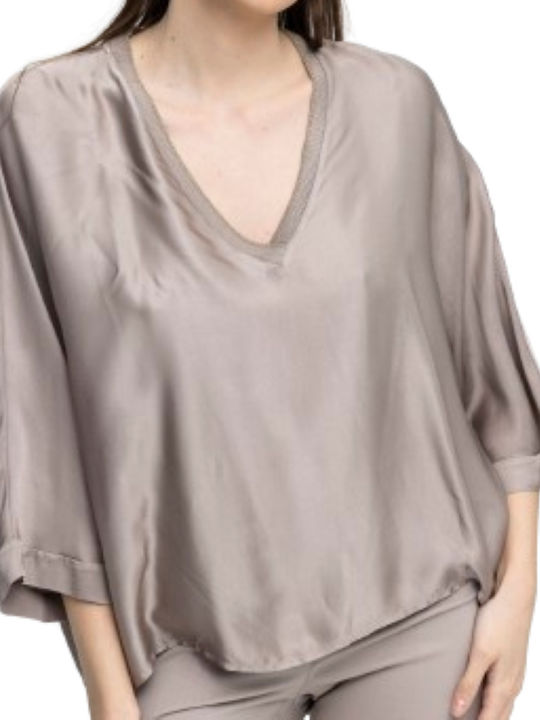 Motel Damen Sommer Bluse Beige