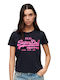 Superdry Neon Graphic Fitted Women's T-shirt Navy Blue