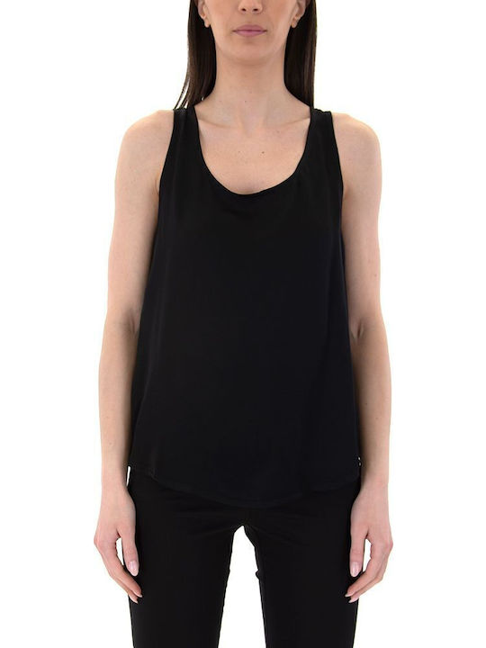 MY T Women's Summer Blouse Satin Sleeveless Black