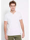 Funky Buddha Men's Short Sleeve T-shirt with Buttons White