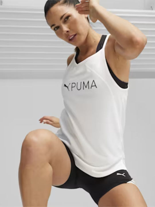 Puma Γυναικεία Καλοκαιρινή Μπλούζα Αμάνικη Λευκή