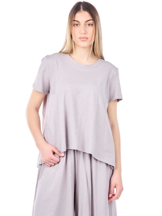 Collectiva Noir Women's Blouse Short Sleeve Gray