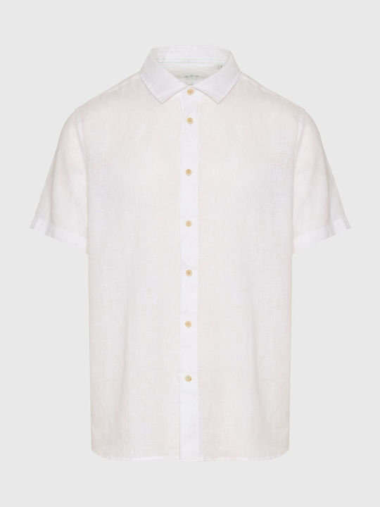 Funky Buddha Men's Shirt Short Sleeve Linen White