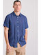 Short-sleeved Linen Shirt Navy Blue