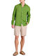 Long-sleeved Linen Shirt Grass Green