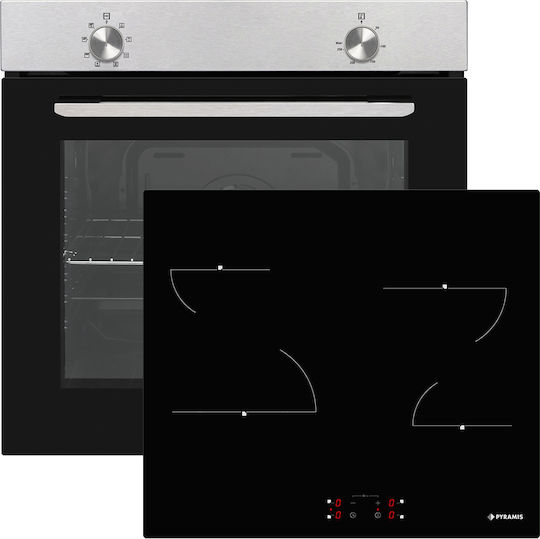 Pyramis PO78010008SIX + PHC61410FMB Фурна над плот 78лт с керамични котлони Ш59.5см.