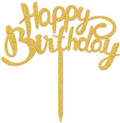 Cake Topper "Happy Birthday" Gold 142x145mm