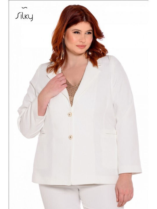 Silky Collection Blazer pentru femei Sacou Alb