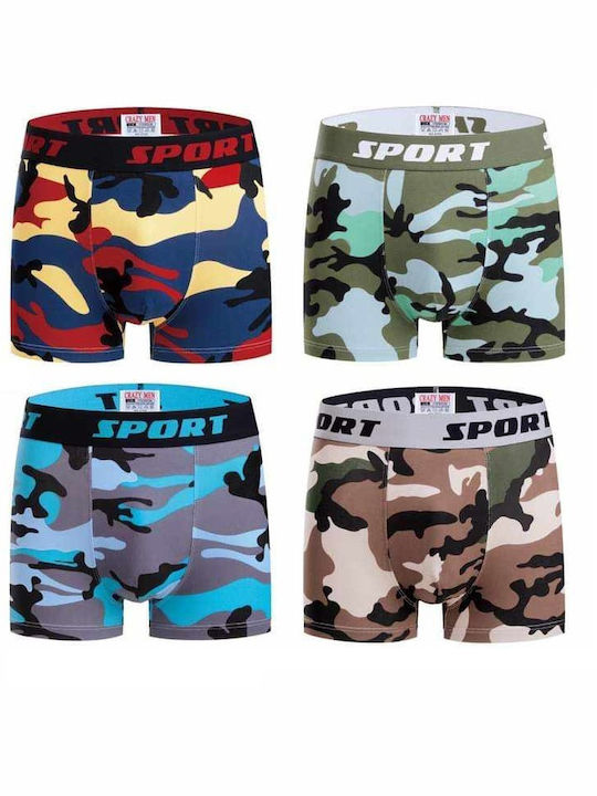 Uomo Herren Boxershorts Mehrfarbig Camo 4Packung