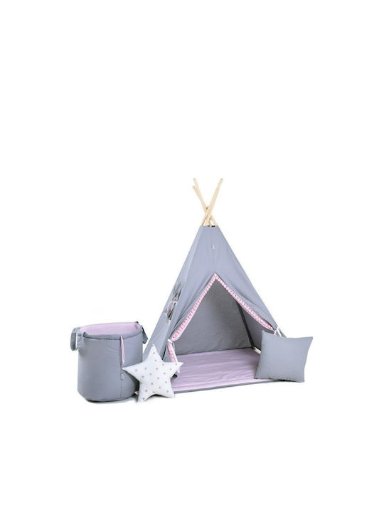 Elis Design Παιδική Σκηνή Σετ Με Μαξιλάρια & Καλαθάκι Gray Pink