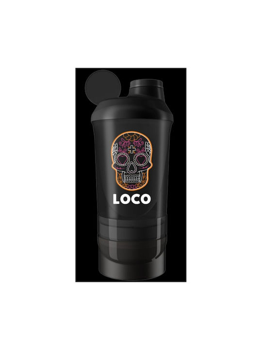 Loco Shaker Πρωτεΐνης 600ml Πλαστικό Μαύρο