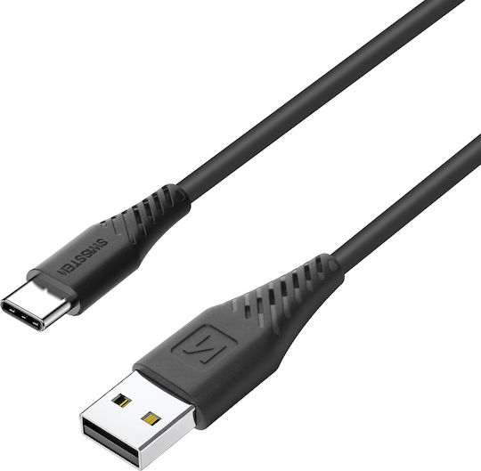 Swissten USB 2.0 Cable USB-C male - USB-A 60W Μαύρο 1.5m 71531010