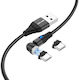 540° Unghi (90°) / Magnetic Cablu USB la Type-C cu mai multe porturi 3.1A Negru 2m
