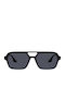 Pervedere Men's Sunglasses with Black Horn-Rimmed Frame and Black Lens 1914-2