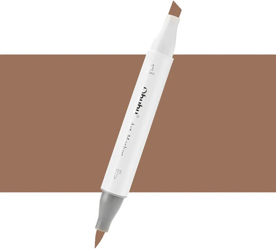 Ohuhu Honolulu Brush & Chisel Dark Brown Μαρκαδόρος Ζωγραφικής 6mm με Διπλή Μύτη