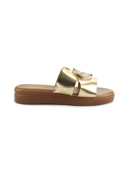 Flatform With Decorative Gold Buckle Fshoes 9204.16 - Fshoes - Gold