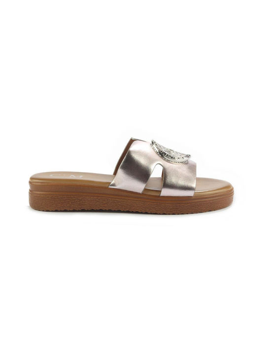 Flatform With Decorative Gold Buckle Fshoes 9204.17 - Fshoes - Silver