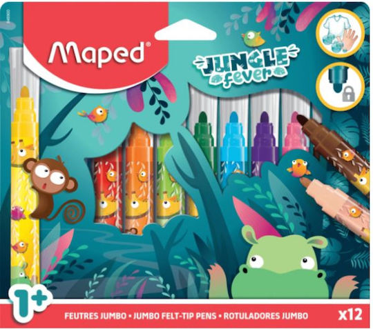 Maped Jungle Μαρκαδόροι Ζωγραφικής Χονδροί Σετ 12 χρώματα