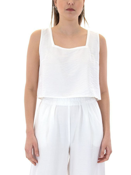 MY T Women's Summer Crop Top Sleeveless White