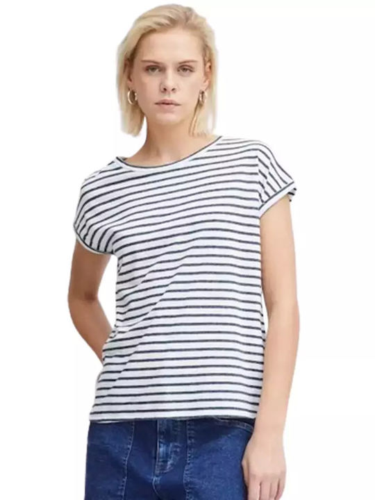 ICHI Women's T-shirt Striped Blue