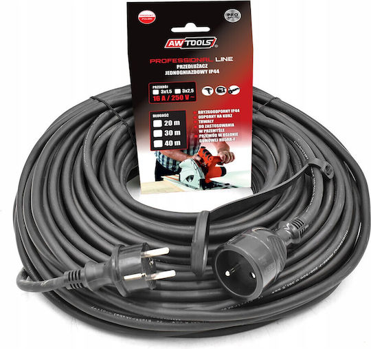 AWTools Waterproof Extension Cable Cord 3 x 2.5mm²/30m Black