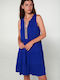 Vamp Rochie cu Volane Blue Lapis