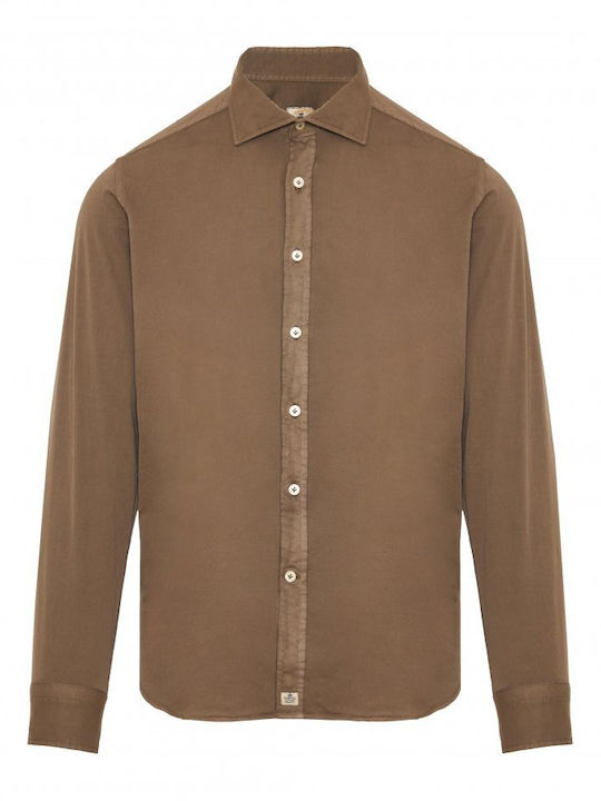 Sonrisa Men's Shirt Long Sleeve Cotton Brown