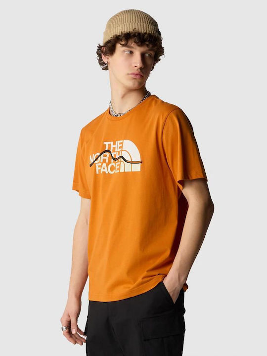 The North Face Mountain Line Herren T-Shirt Kurzarm Orange