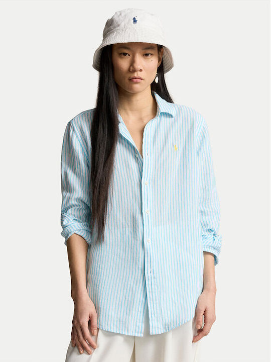 Ralph Lauren Women's Linen Long Sleeve Shirt Blue