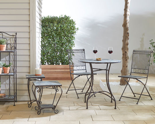 Garten- und Outdoor-Möbelsets Wohnzimmer Typsatz 3 Stück Steingrau