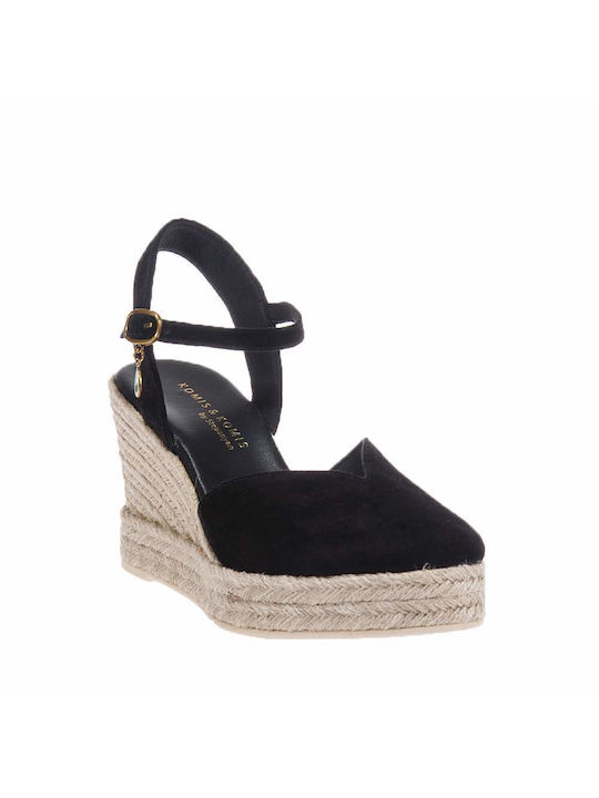 Komis & Komis Platforme dama în stil espadrile Negre