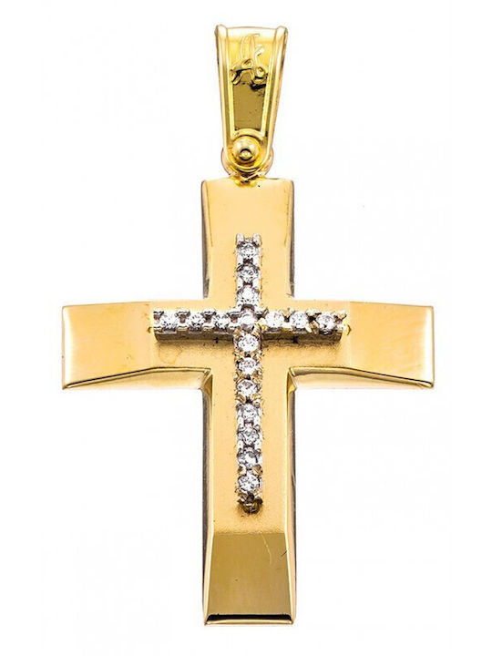 Gold/White Gold Baptism/Engagement Cross St364 Baptism Cross for Girl 14 Karats