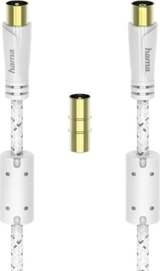 HAMA Καλώδιο Κεραίας Coax male - Coax female Λευκό 5m 1τμχ