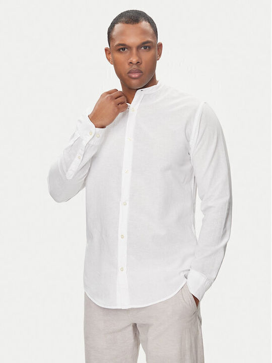 Jack & Jones Men's Shirt Long Sleeve Linen White