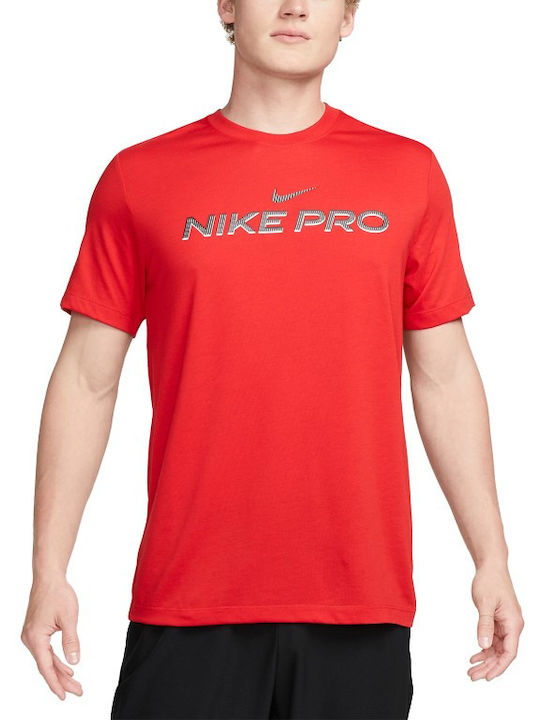 Nike Fitness Herren Sport T-Shirt Kurzarm Dri-Fit Rot